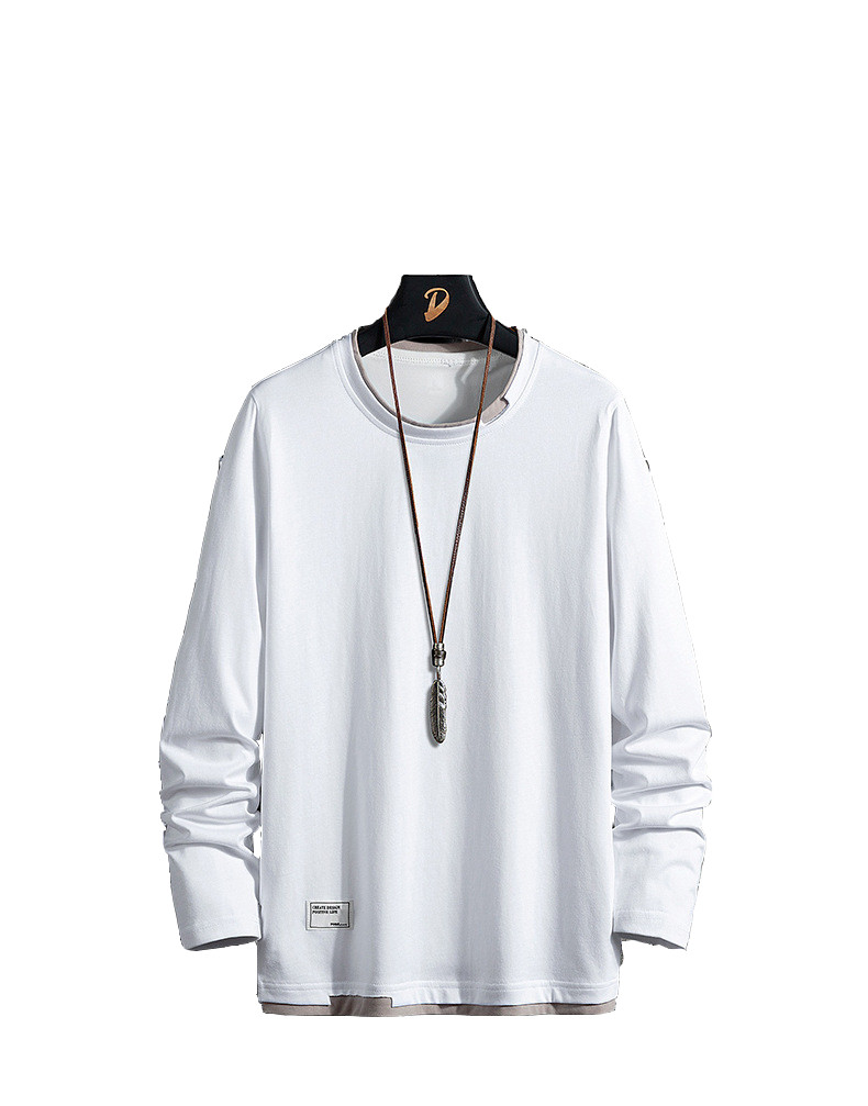 Men&apos;s Long Sleeve Cotton T-Shirt Casual Loose Crew Top Lightweight Classic O-Neck T-Shirts Hoodies
