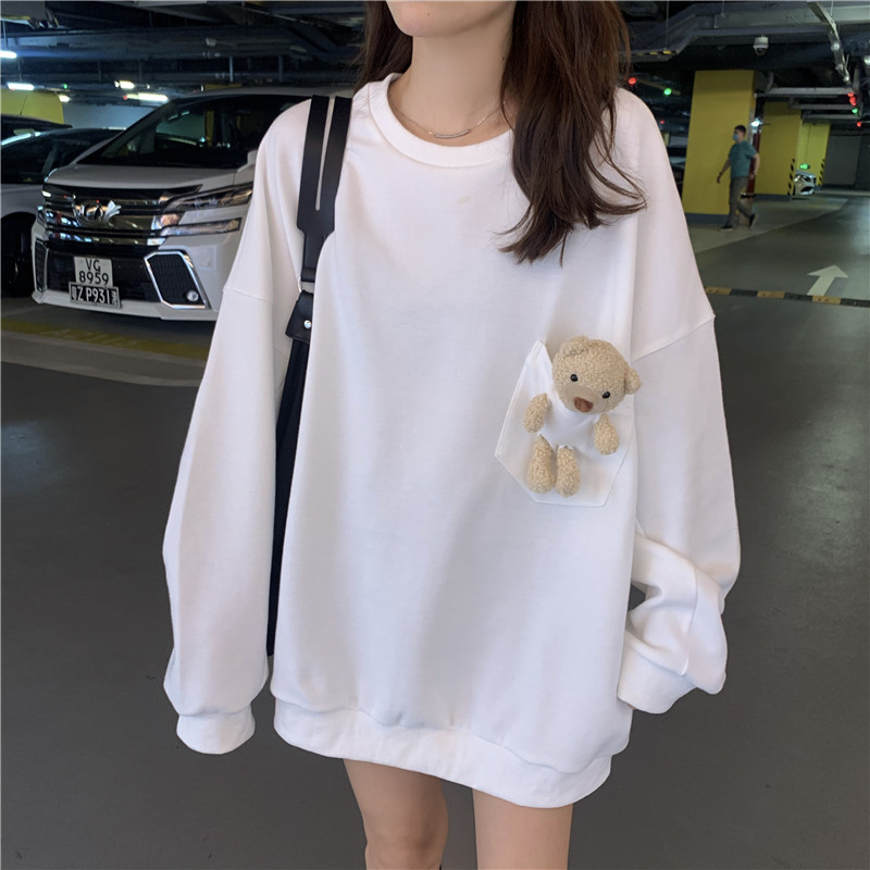 Fashion Harajuku Bear doll Hoodie Women Loose Korean Style Sweatshirt Streetwear Hoodies Pullovers