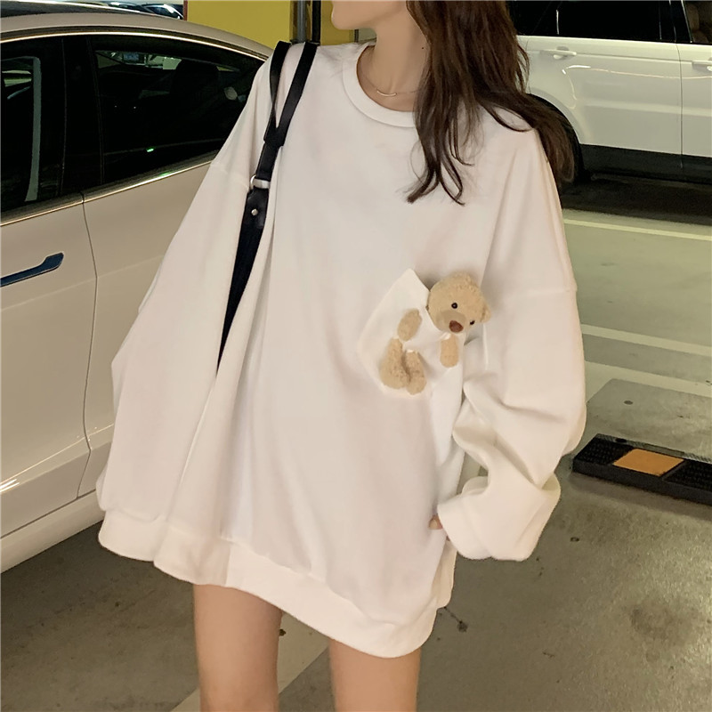 Fashion Harajuku Bear doll Hoodie Women Loose Korean Style Sweatshirt Streetwear Hoodies Pullovers