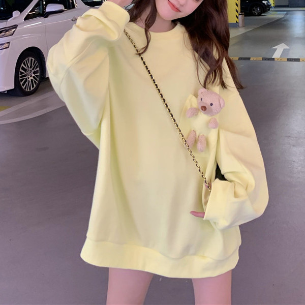 Fashion Harajuku Bear doll Hoodie Women Loose Korean Style Sweatshirt Streetwear Hoodies Pullovers