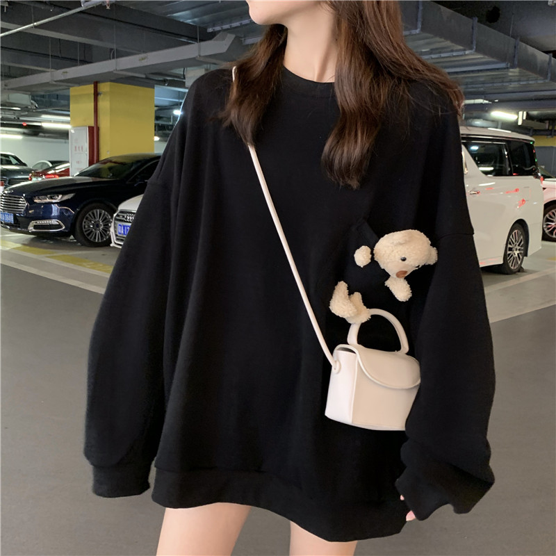 Fashion Harajuku Bear doll Hoodie Women Loose Korean Style Sweatshirt Streetwear Hoodies Pullovers