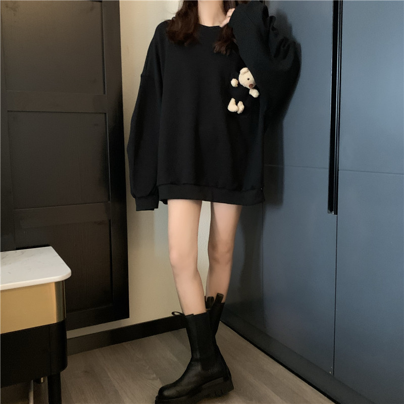 Fashion Harajuku Bear doll Hoodie Women Loose Korean Style Sweatshirt Streetwear Hoodies Pullovers