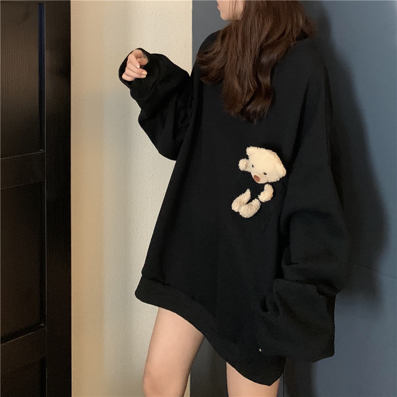 Fashion Harajuku Bear doll Hoodie Women Loose Korean Style Sweatshirt Streetwear Hoodies Pullovers