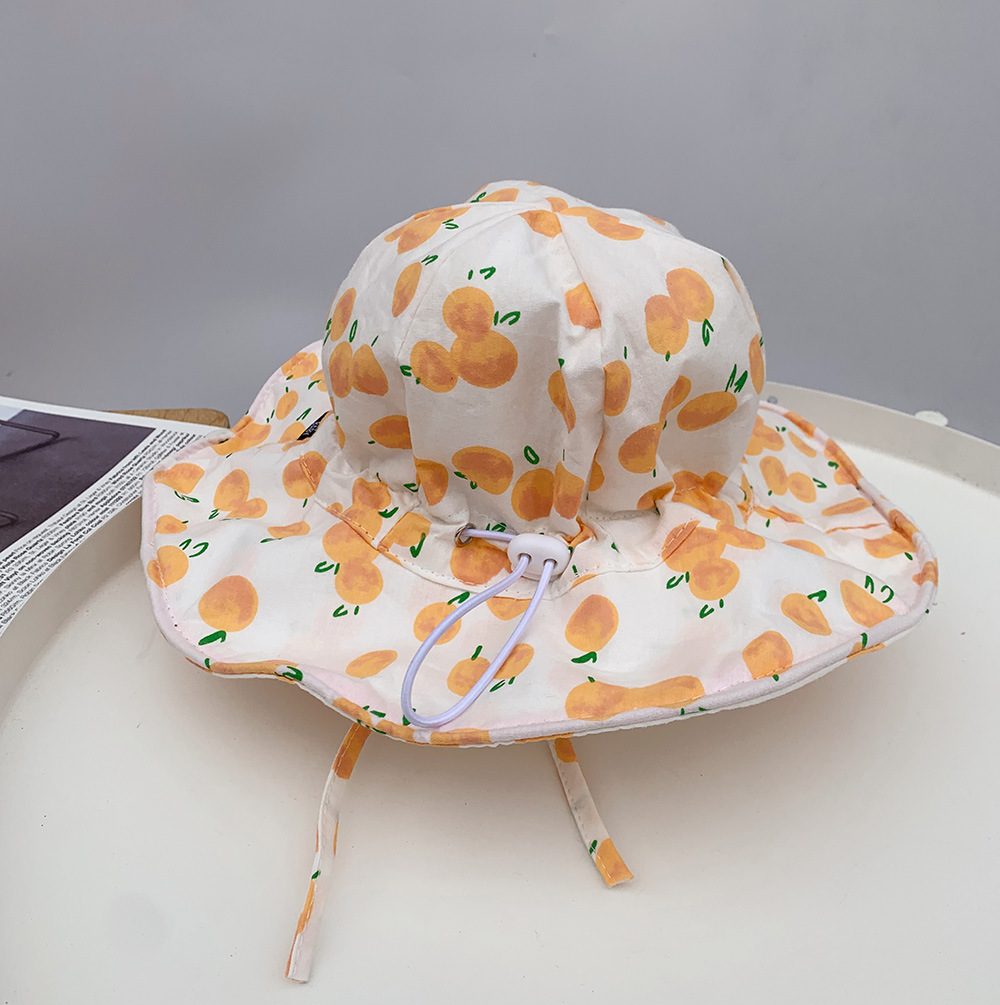 Baby Big Brim Hat Cotton Adjustable Autumn Sun Hat Fisherman Hat Children 1-3 Years Old