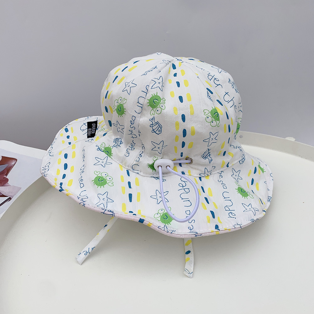 Baby Big Brim Hat Cotton Adjustable Autumn Sun Hat Fisherman Hat Children 1-3 Years Old