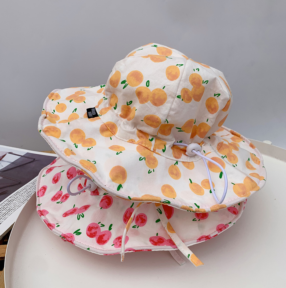Baby Big Brim Hat Cotton Adjustable Autumn Sun Hat Fisherman Hat Children 1-3 Years Old
