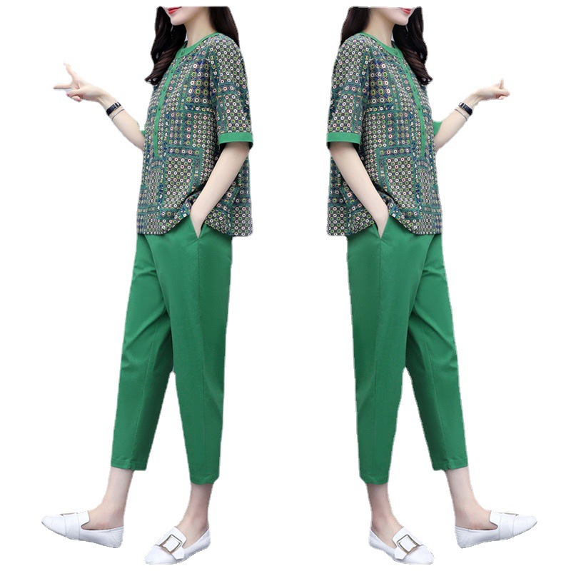 Imitation Cotton and Linen Suit  Two-piece Trousers Loose Carrot Pants Cropped Trousers Casual