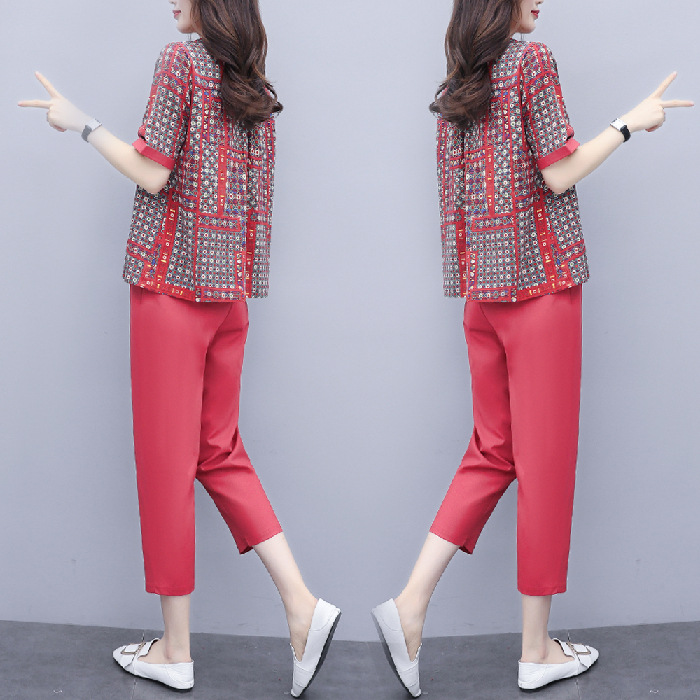 Imitation Cotton and Linen Suit  Two-piece Trousers Loose Carrot Pants Cropped Trousers Casual