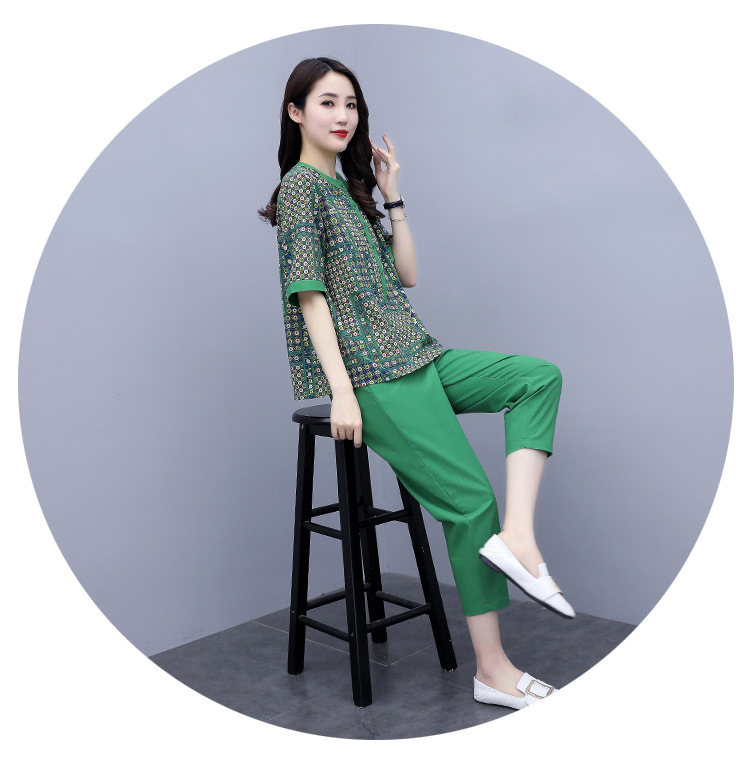 Imitation Cotton and Linen Suit  Two-piece Trousers Loose Carrot Pants Cropped Trousers Casual