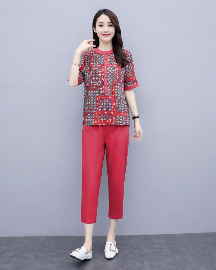 Imitation Cotton and Linen Suit  Two-piece Trousers Loose Carrot Pants Cropped Trousers Casual