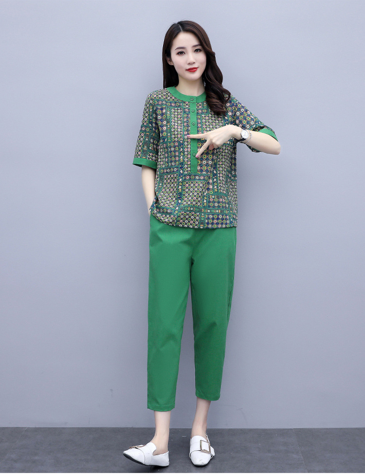 Imitation Cotton and Linen Suit  Two-piece Trousers Loose Carrot Pants Cropped Trousers Casual