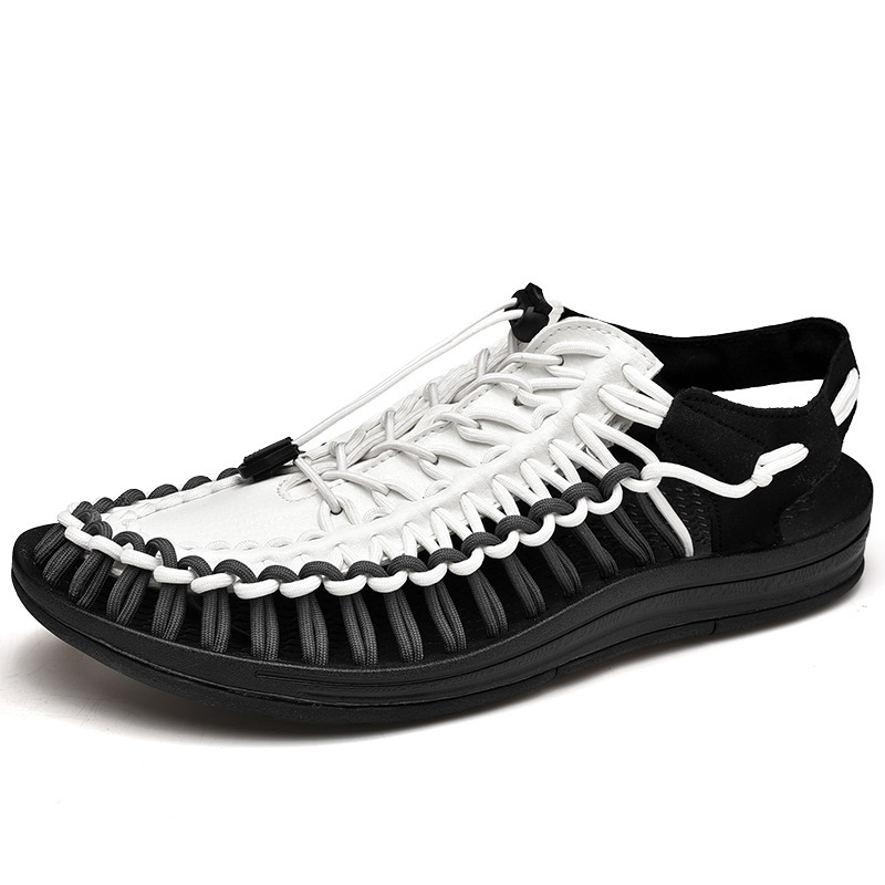 Sandals Men&apos;s Summer Soft-soled Beach Shoes Men&apos;s Hole Woven Couple Casual Sports Slippers