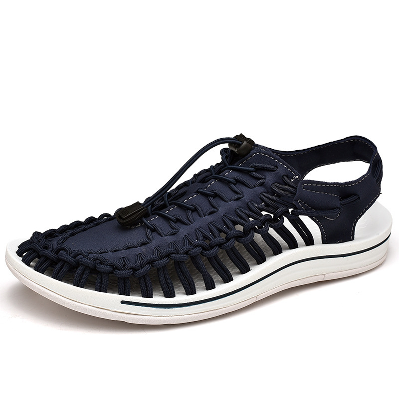 Sandals Men&apos;s Summer Soft-soled Beach Shoes Men&apos;s Hole Woven Couple Casual Sports Slippers