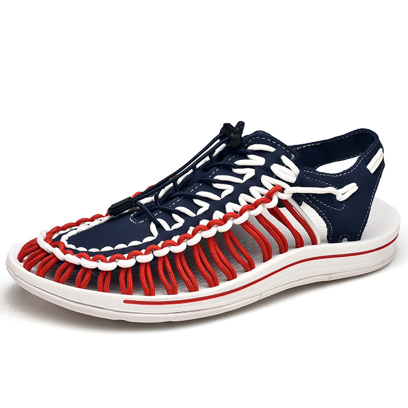 Sandals Men&apos;s Summer Soft-soled Beach Shoes Men&apos;s Hole Woven Couple Casual Sports Slippers