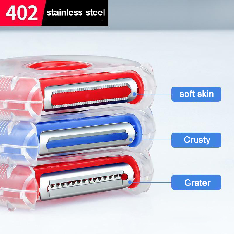 3 in 1 Trio Peeler Set Slicer Stainless Steel Shredder Cutter Multi Peel Blade Grater Kitchen Tool