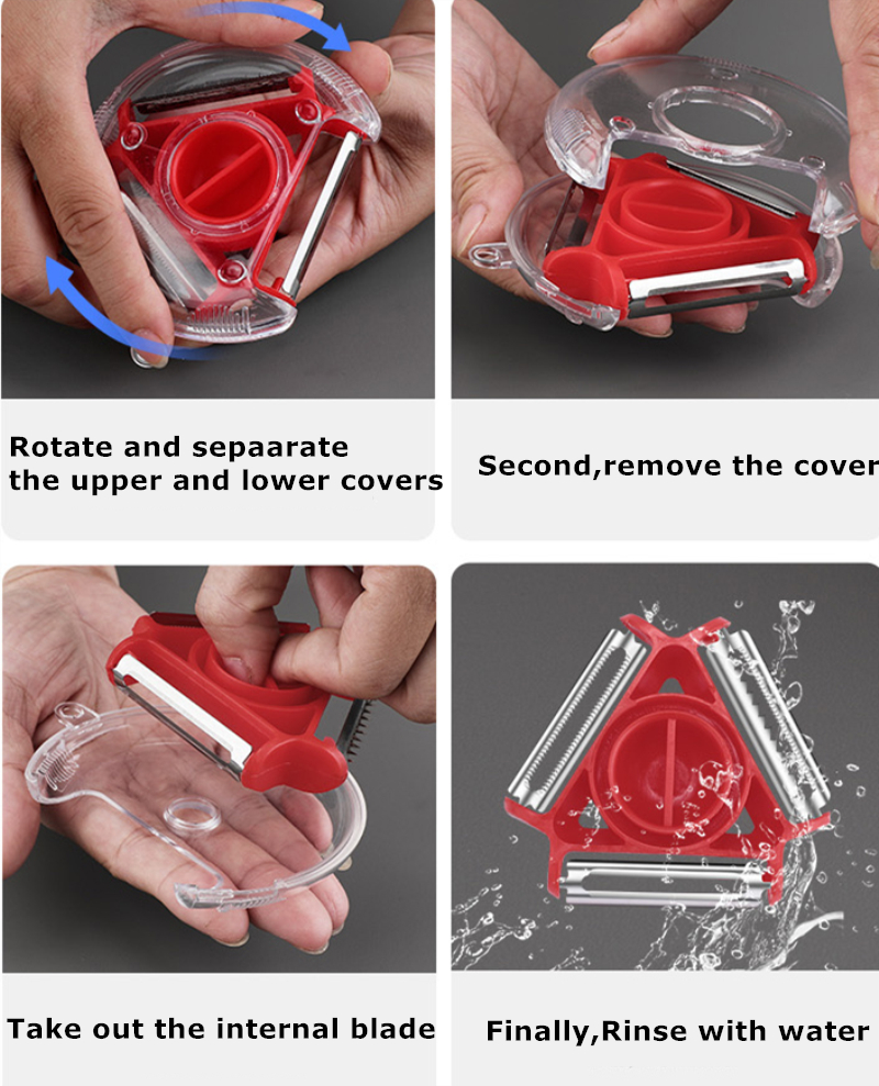 3 in 1 Trio Peeler Set Slicer Stainless Steel Shredder Cutter Multi Peel Blade Grater Kitchen Tool