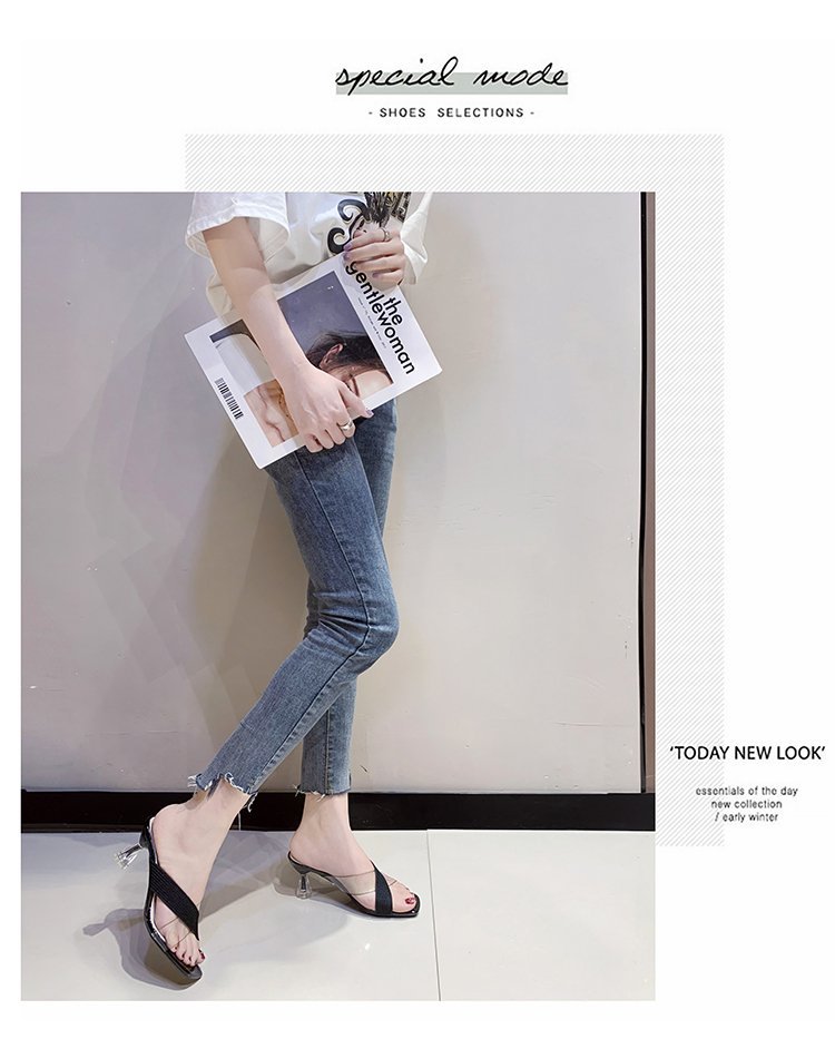 Slippers Women&apos;s New Style Women&apos;s Shoes Summer Square Head Fish Mouth Sandals