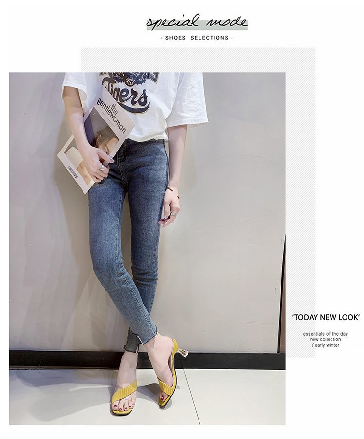 Slippers Women&apos;s New Style Women&apos;s Shoes Summer Square Head Fish Mouth Sandals
