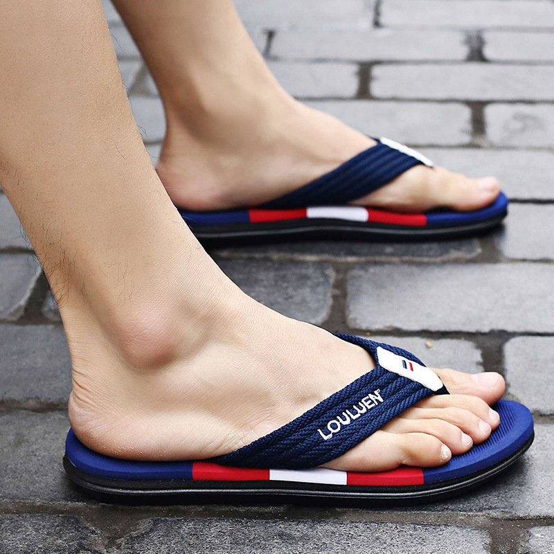 New Summer Flip Flops Beach Shoes Fashion Slippers Men&apos;s Trendy Outer Wear Clip Tow