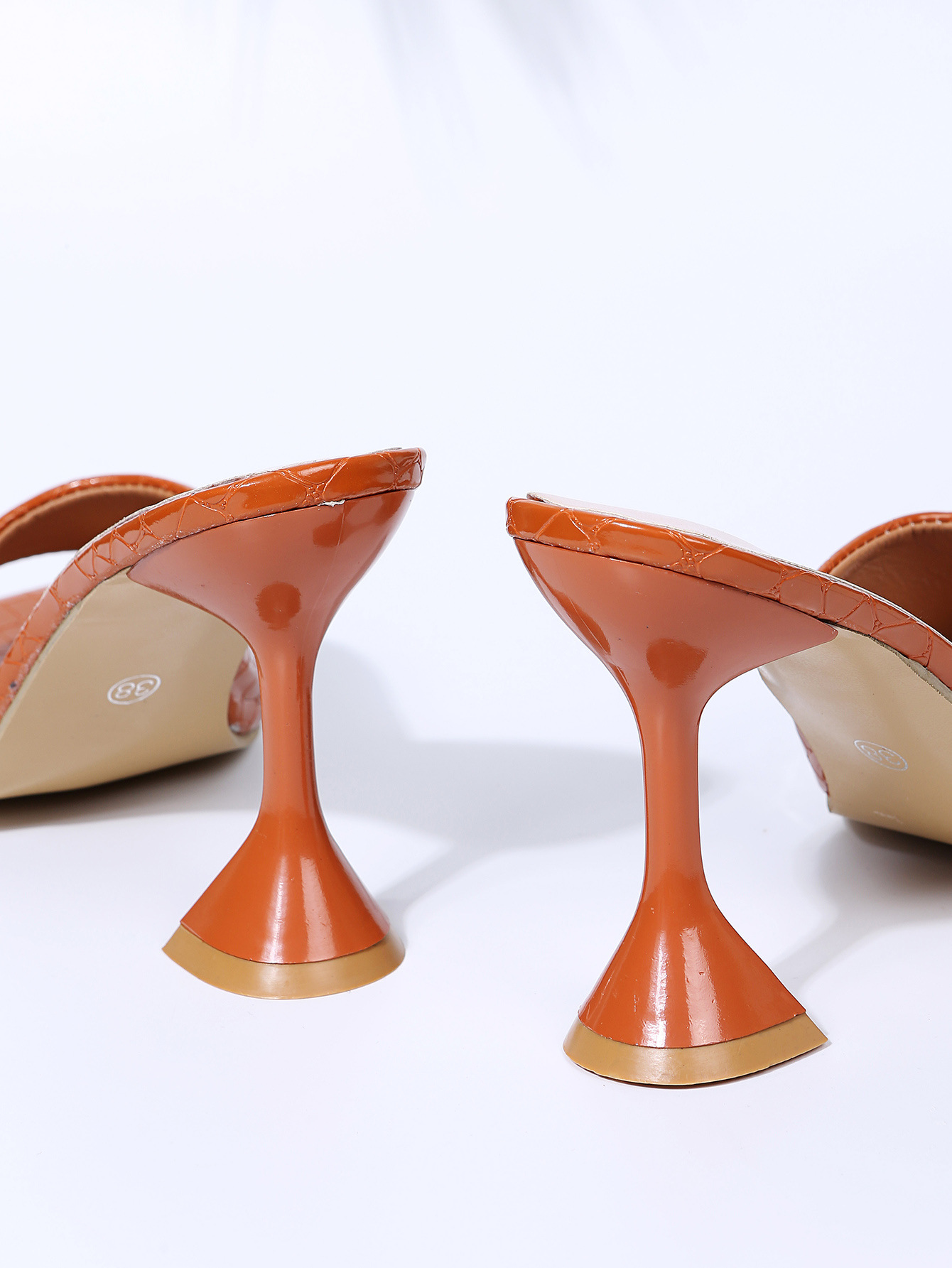 Summer Women's Slippers, High Heels, Square Toe Patent Leather Sandals, Women's Shoes