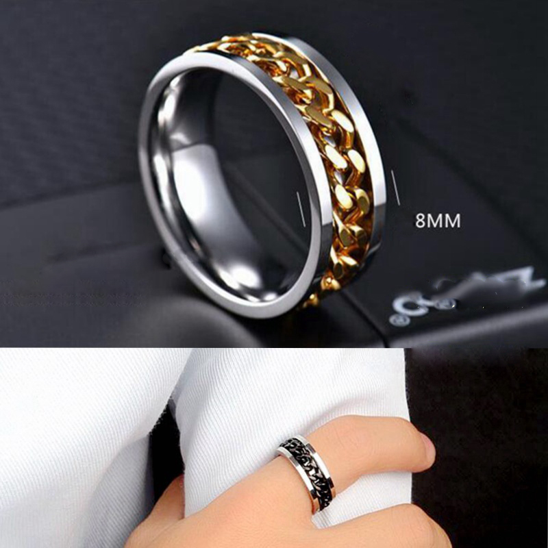 Jewelry Stars and Moon Titanium Steel Rotatable Rings Men's European and American Stainless Steel Couple Rings