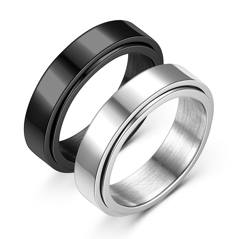Jewelry Stars and Moon Titanium Steel Rotatable Rings Men's European and American Stainless Steel Couple Rings