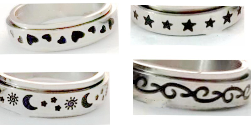 Jewelry Stars and Moon Titanium Steel Rotatable Rings Men's European and American Stainless Steel Couple Rings