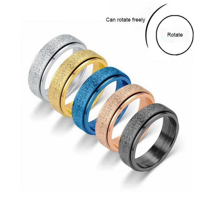 Jewelry Stars and Moon Titanium Steel Rotatable Rings Men's European and American Stainless Steel Couple Rings
