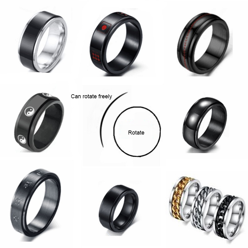Jewelry Stars and Moon Titanium Steel Rotatable Rings Men's European and American Stainless Steel Couple Rings