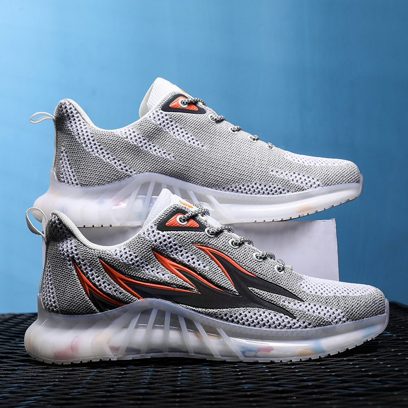 Fall Men's Casual Sports Mesh Running Shoes Flame Reflective Popcorn Coconut Shoes