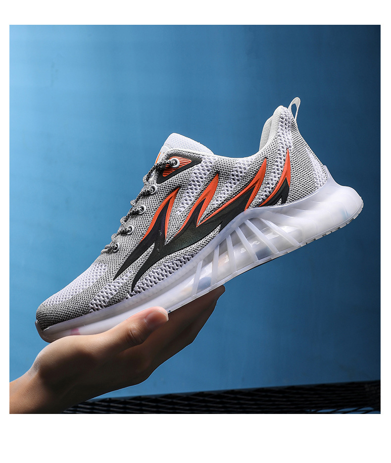 Fall Men's Casual Sports Mesh Running Shoes Flame Reflective Popcorn Coconut Shoes