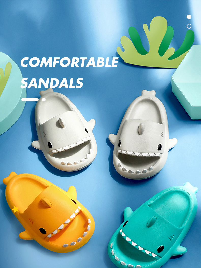 Three-dimensional Shark Eva Slippers Children Slippers Summer Home Furnishing Children Parent-child Non-slip Soft Bottom Baby Slippers