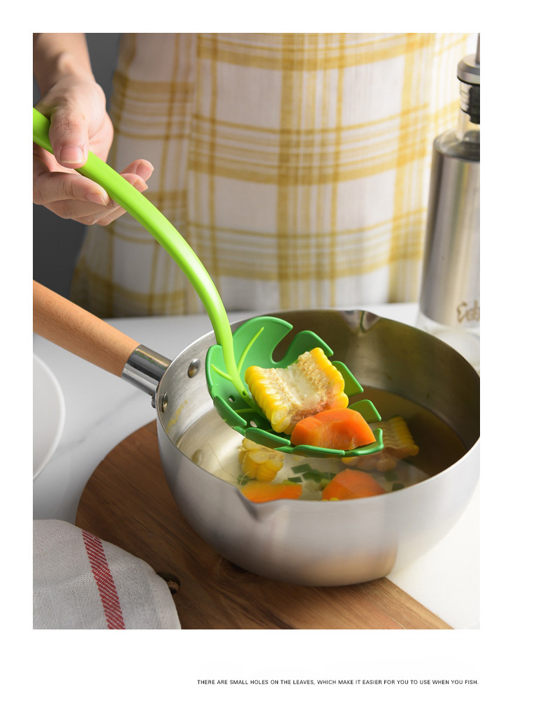 2 PCS Green Leaf Colander Turtleback Leaf Spoon Noodles Scoop Spoon Spoon Spoon Colander