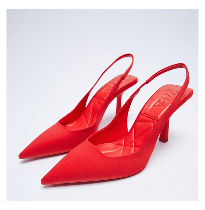 Pointy Toe Stiletto Heel Mid-heel Heel Heel Hollow-heeled Sandals Heels Green Plus-size Women's Shoes 36-42
