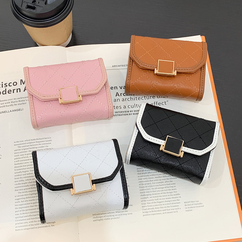 Fashion Zero Wallet Women's Short Caviar Checkered Driving License Bag Wallet Multi Card Integrated Bag