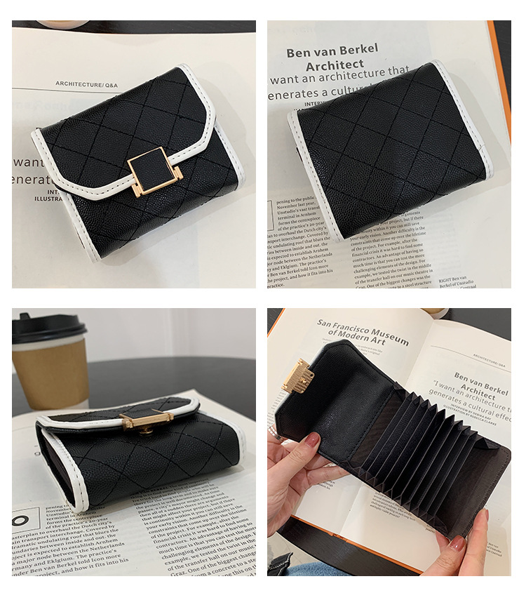 Fashion Zero Wallet Women's Short Caviar Checkered Driving License Bag Wallet Multi Card Integrated Bag
