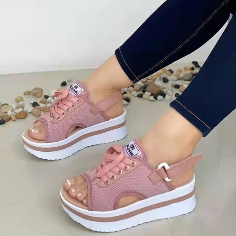 Platform Summer Women SandalsPlus Size Peep Toe Lace Up Women's Sandals Newly Female Fashion High-heeled Sandalias Shoes