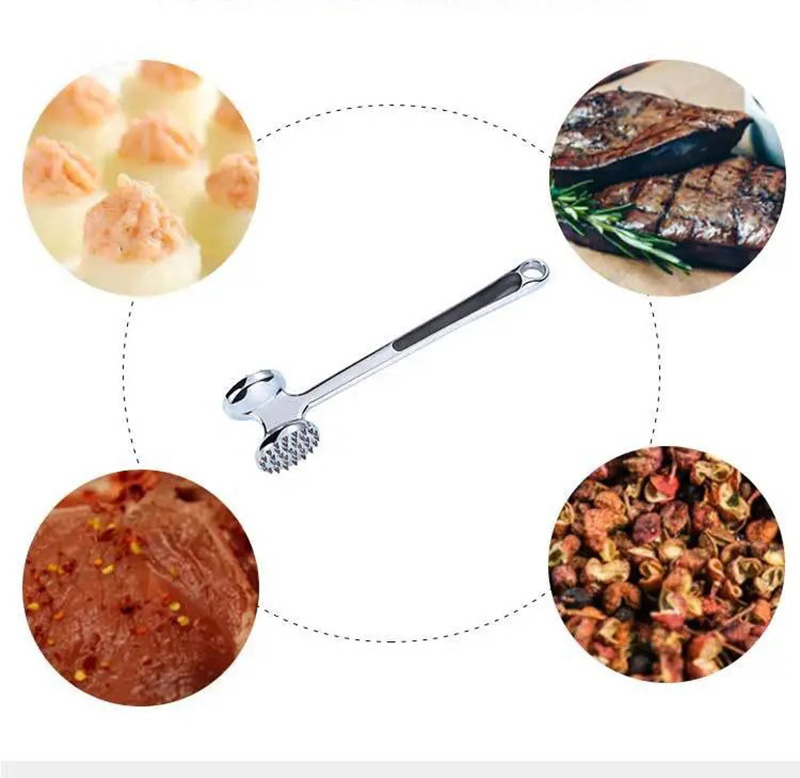 Solid Meat Hammer Steak Hammer Meat Cutter Ribs Cutter Kitchen Household Hit Tender Meat Tool Double-sided Loose Meat Hammer