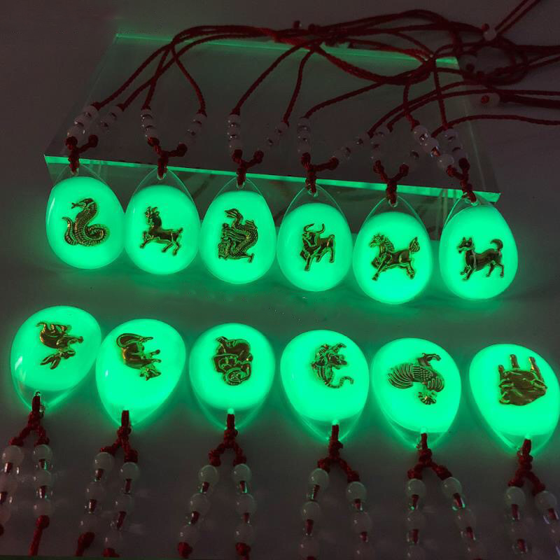 Glow Necklace 12 Chinese Zodiac Year Male and Female Student Baby Safety Pendant