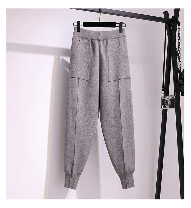 Haren Pants Women's Autumn and Winter Radish Pants Large Size Small Foot Pants Loose Legs Thick Thin Knit Trousers
