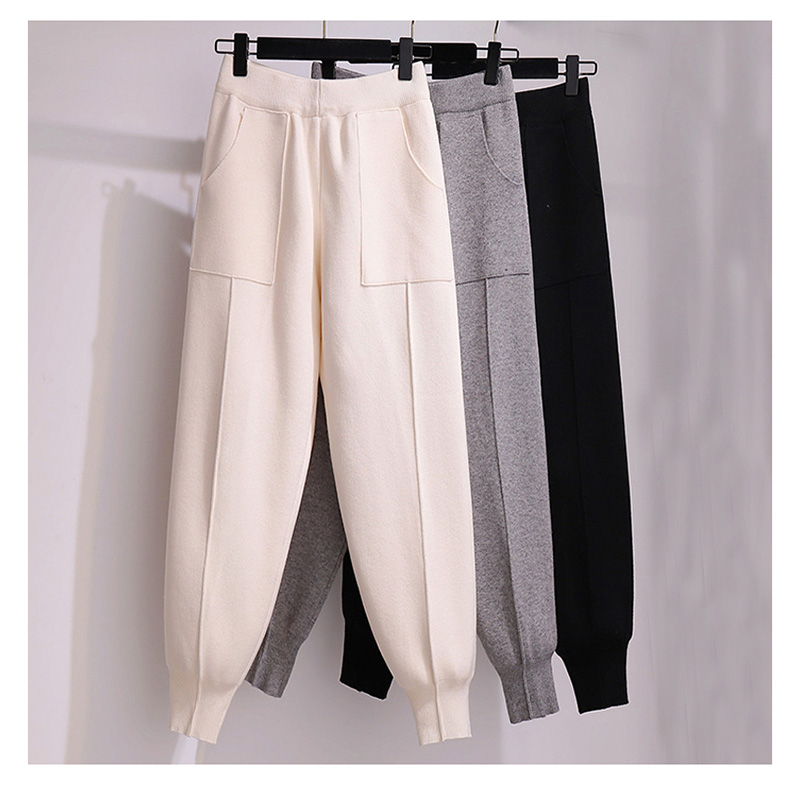 Haren Pants Women's Autumn and Winter Radish Pants Large Size Small Foot Pants Loose Legs Thick Thin Knit Trousers