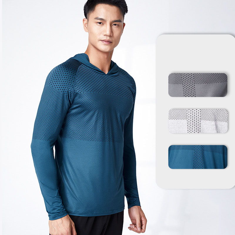 Men's Outdoor Fitness Running Basketball Football Leggings Cationic Hooded Hoodie Sports Long Sleeves