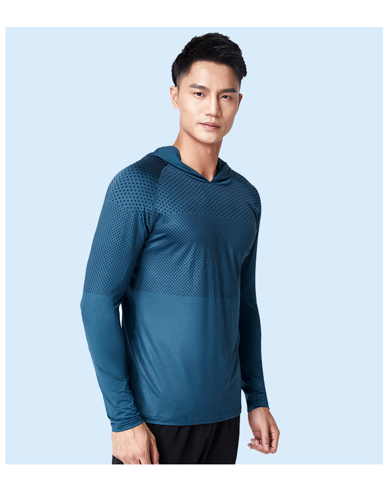 Men's Outdoor Fitness Running Basketball Football Leggings Cationic Hooded Hoodie Sports Long Sleeves