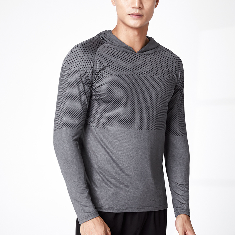 Men's Outdoor Fitness Running Basketball Football Leggings Cationic Hooded Hoodie Sports Long Sleeves