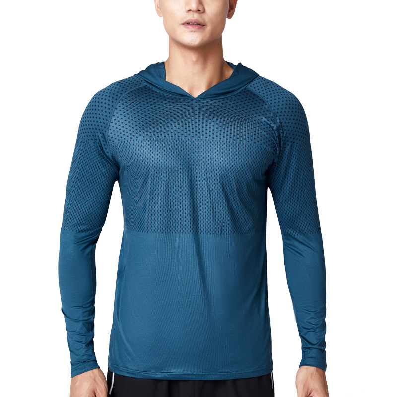 Men's Outdoor Fitness Running Basketball Football Leggings Cationic Hooded Hoodie Sports Long Sleeves