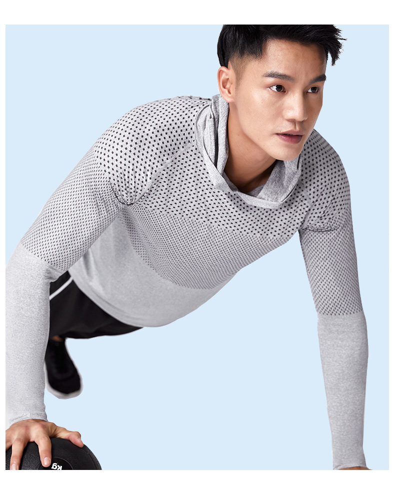 Men's Outdoor Fitness Running Basketball Football Leggings Cationic Hooded Hoodie Sports Long Sleeves