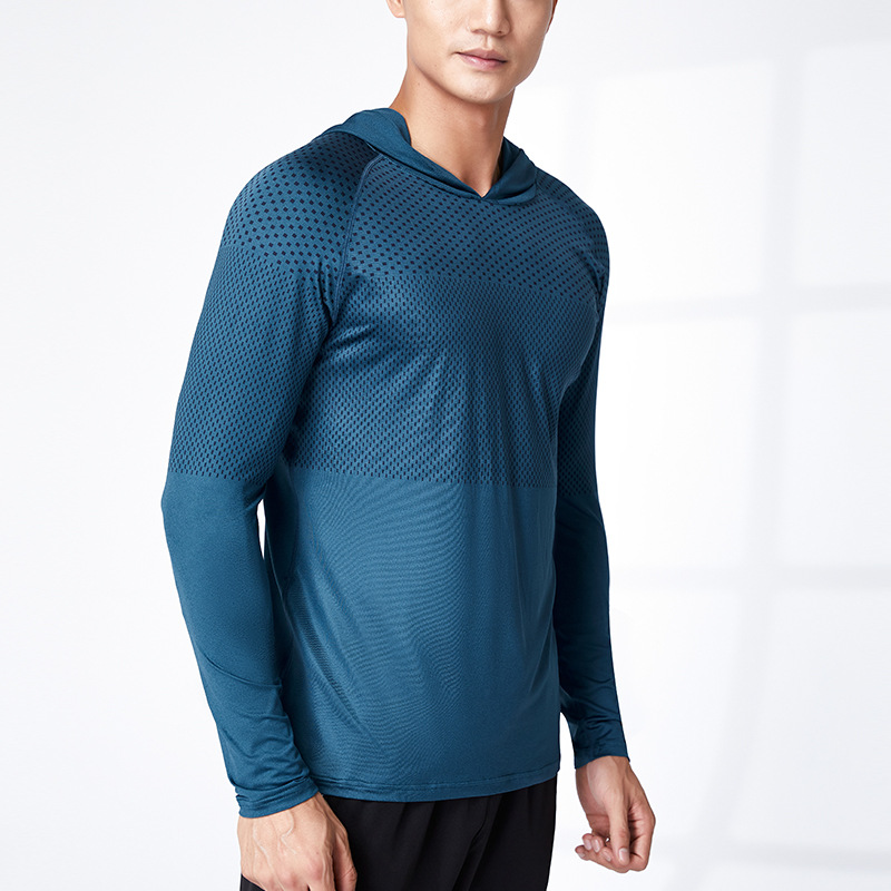 Men's Outdoor Fitness Running Basketball Football Leggings Cationic Hooded Hoodie Sports Long Sleeves