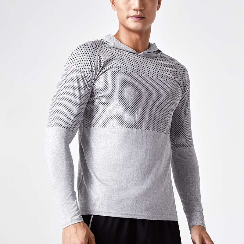 Men's Outdoor Fitness Running Basketball Football Leggings Cationic Hooded Hoodie Sports Long Sleeves