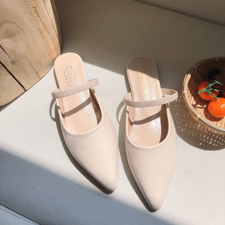 Women Slippers Low Heel Fashion Mules Shoes Pointed Toe Slide Sandal Ladies Slides Flip Flop