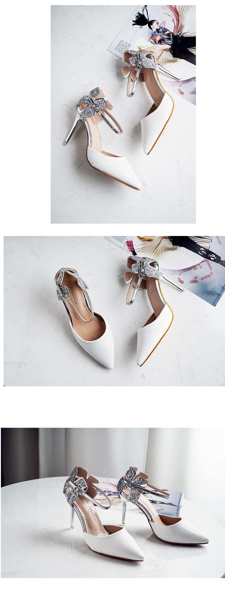 Women's Single Shoes with One-line Sandal Bun Head Summer New All-matching Sandals Women Stiletto Heels